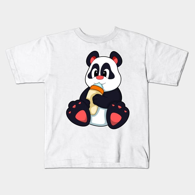 Panda with Baby bottle with Milk Kids T-Shirt by Markus Schnabel